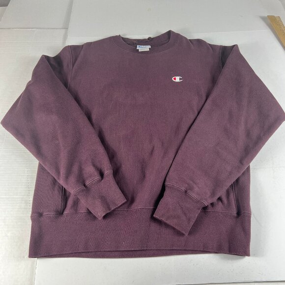 Y2K Champion Reverse Weave Sweatshirt Adult Medium Purple Small Logo Crewneck - Picture 1 of 14